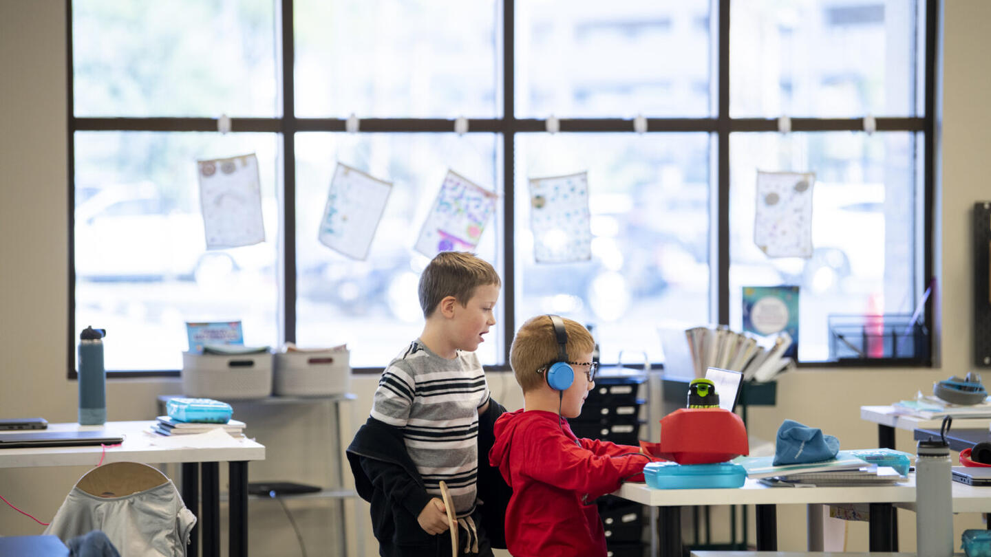 Students engaged in their learning in a classroom