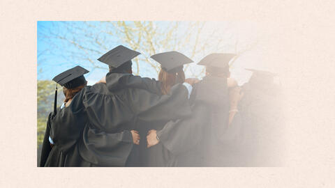 Group of graduates in their cap and gown.