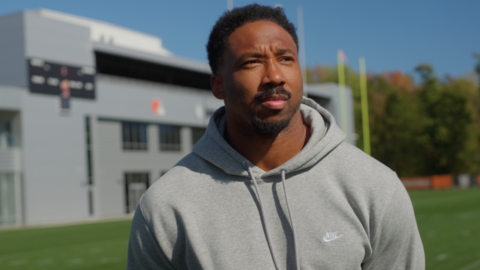 Myles Garrett on a football field.