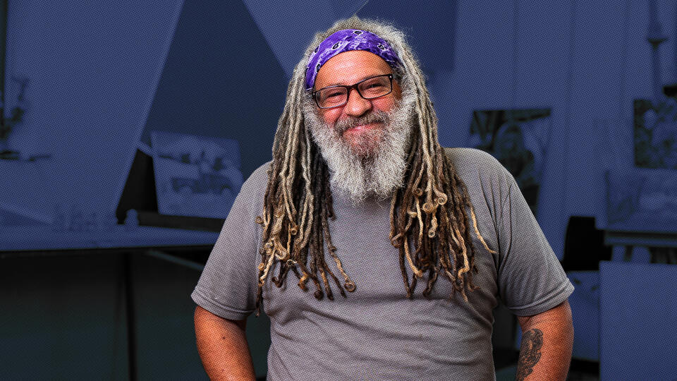 a man in an art studio