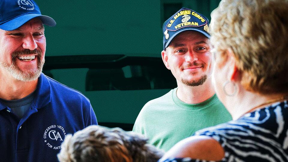 People greeting a resident