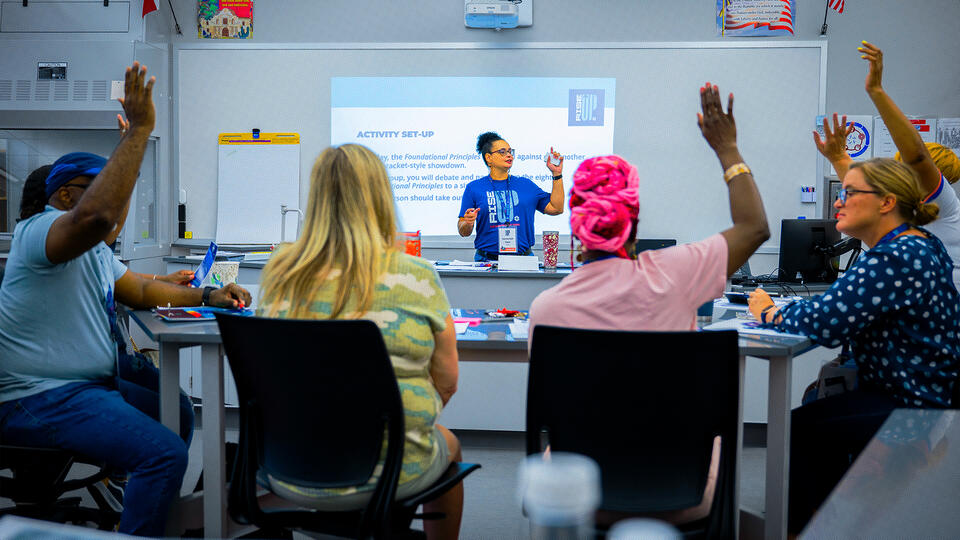 Teacher and students in the classroom